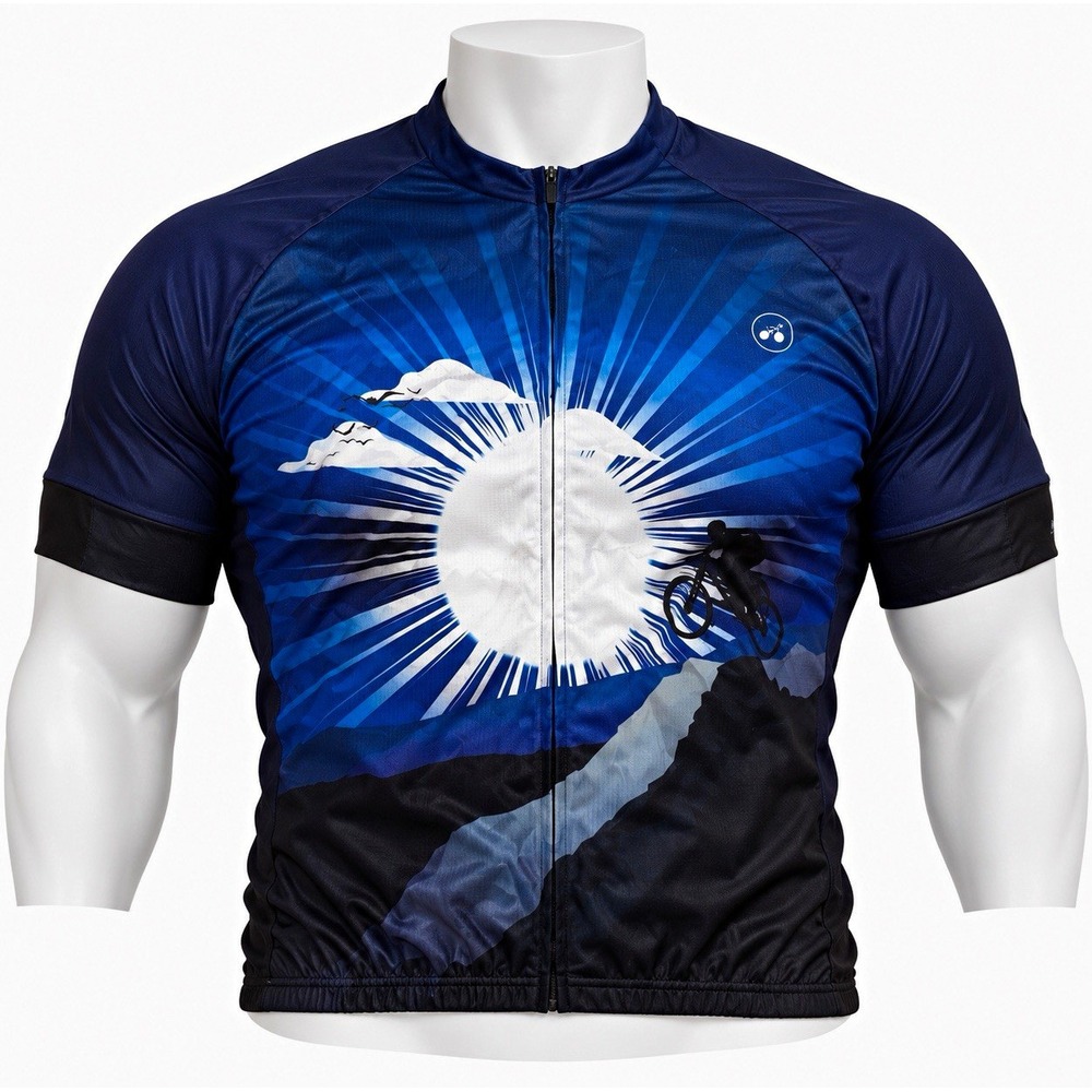 Weimostar Men's Cycling Jersey Full Zip Short Sleeve Pockets Blue/Black XXL[C]